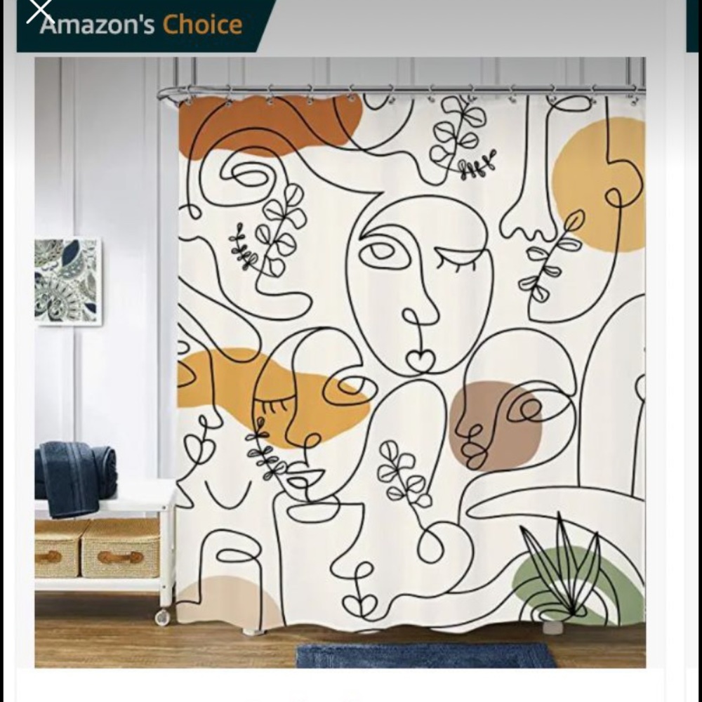NEW Abstract earth tone shower curtain with liner